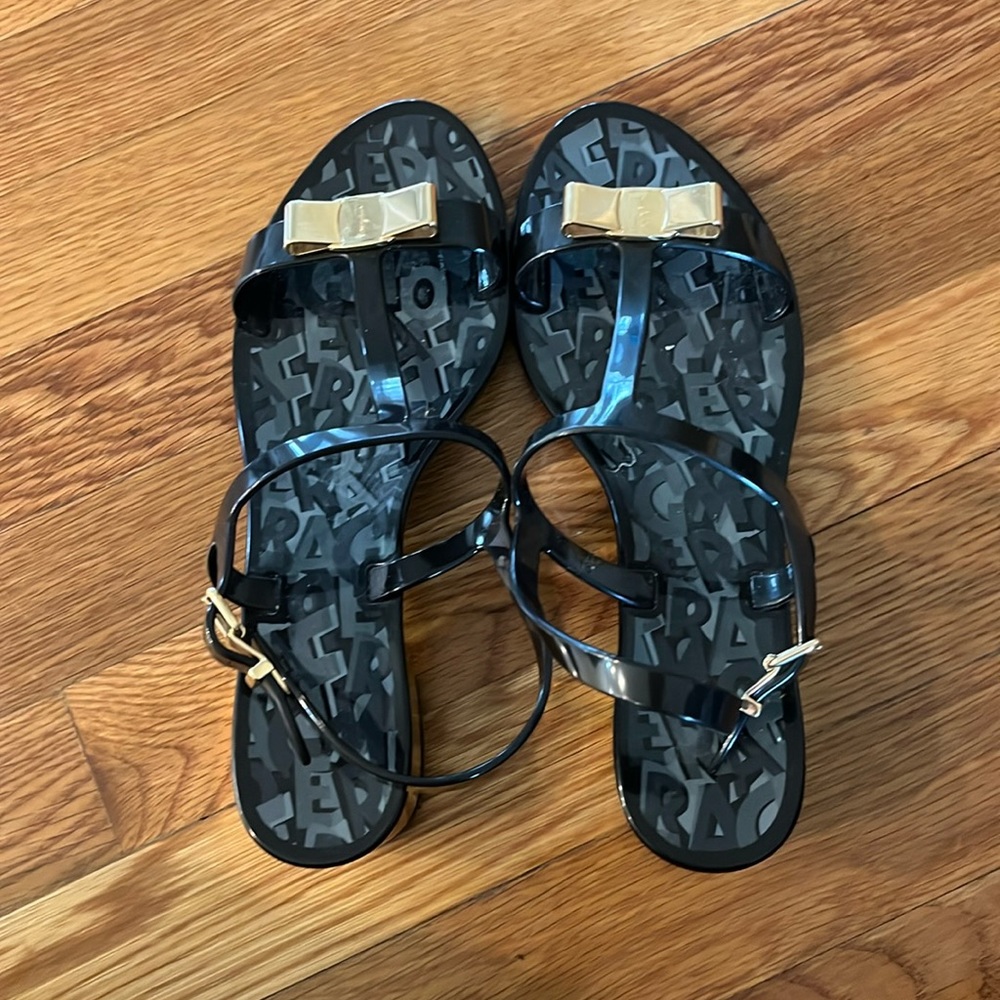 Black and gold sandals